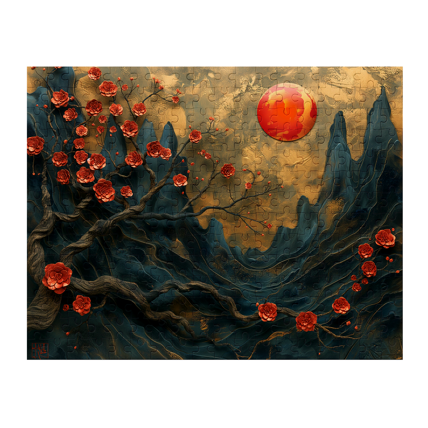 Layer Blossom Canyon - Premium Jigsaw Puzzle, Mythical, Fantasy, Landscape - Multiple Sizes Available
