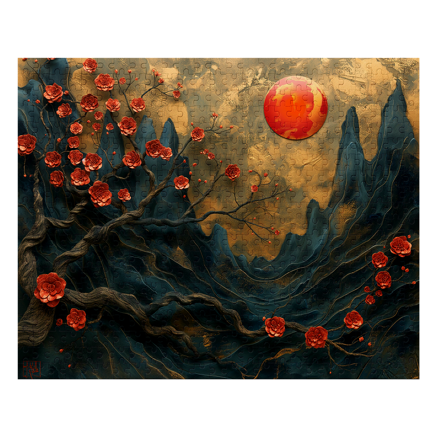 Layer Blossom Canyon - Premium Jigsaw Puzzle, Mythical, Fantasy, Landscape - Multiple Sizes Available