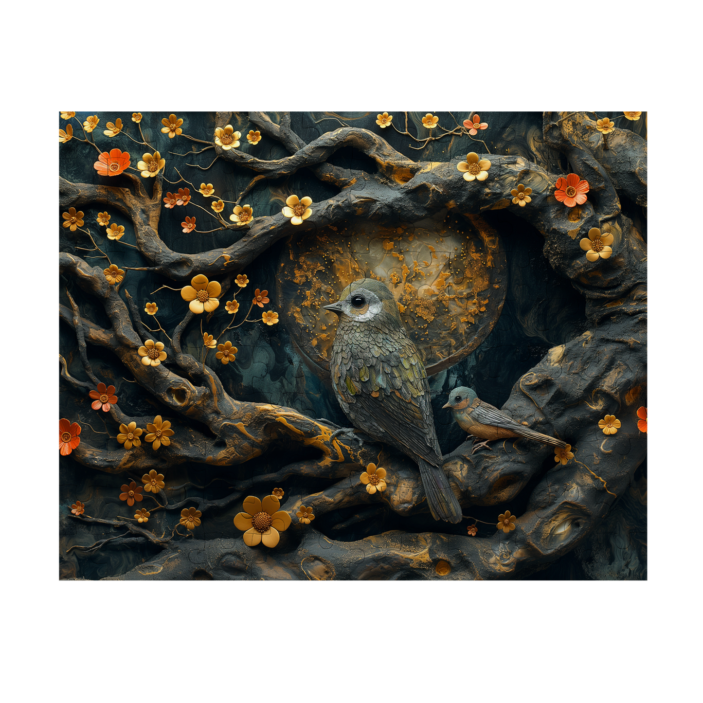 Family Perch - Premium Jigsaw Puzzle, Avian, Beautiful, Gentle - Multiple Sizes Available