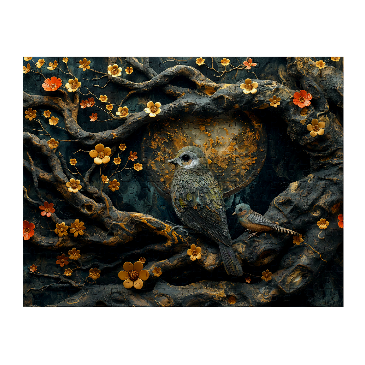 Family Perch - Premium Jigsaw Puzzle, Avian, Beautiful, Gentle - Multiple Sizes Available