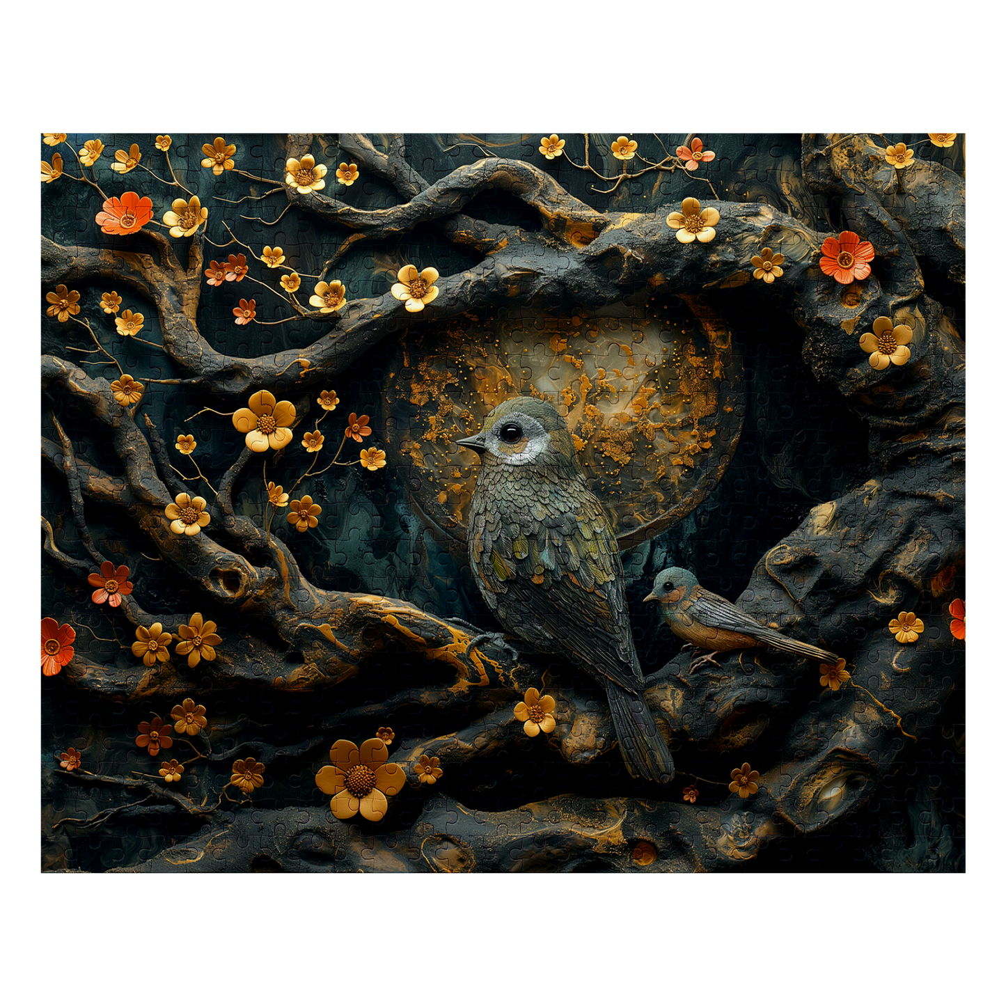 Family Perch - Premium Jigsaw Puzzle, Avian, Beautiful, Gentle - Multiple Sizes Available
