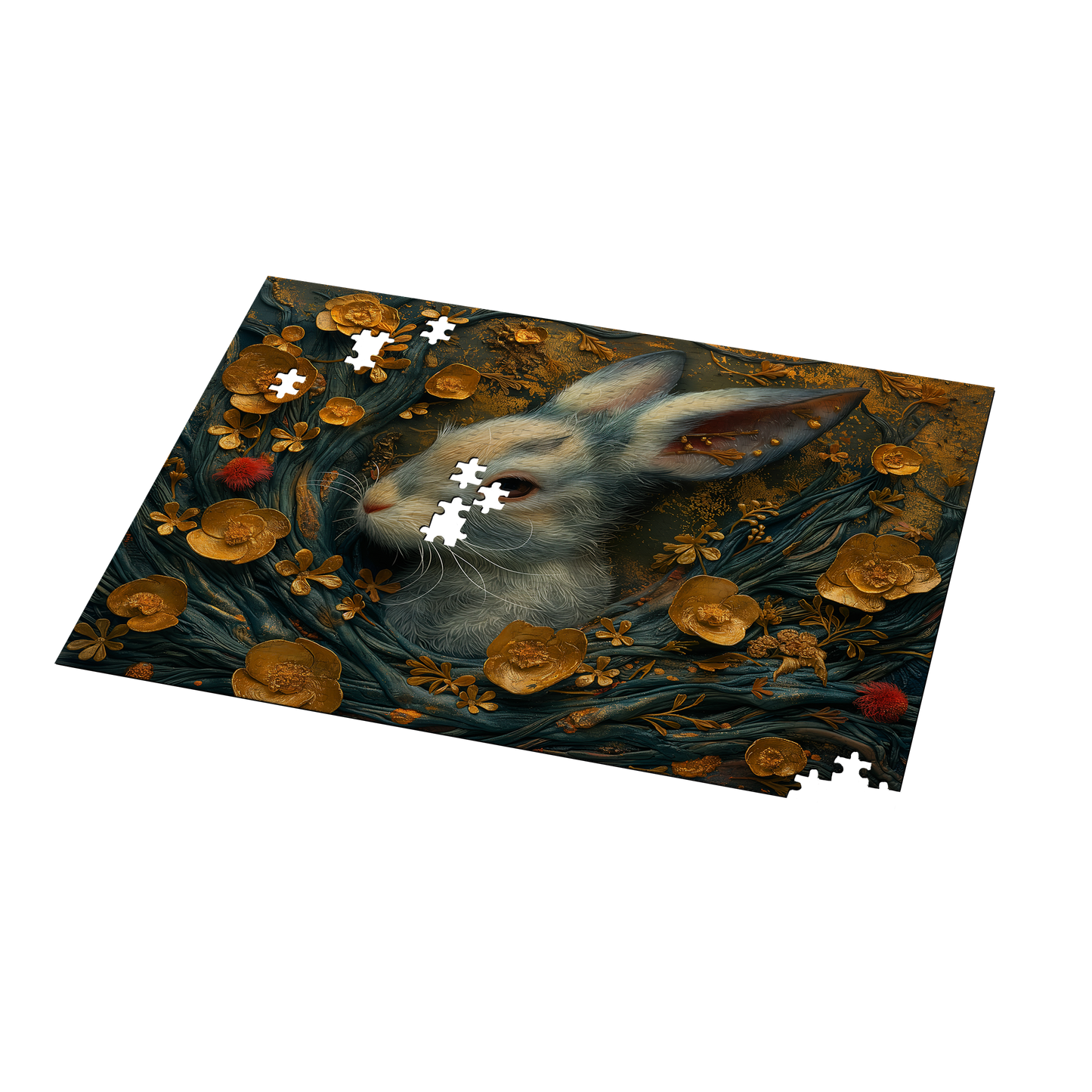 Hidden Hare - Premium Jigsaw Puzzle - Ornate, Elegant, Golden, Blossom - Multiple Sizes Available