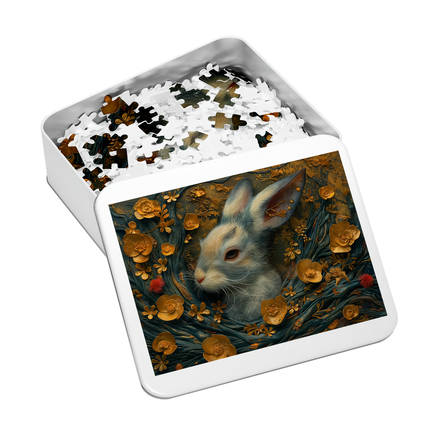 Hidden Hare - Premium Jigsaw Puzzle - Ornate, Elegant, Golden, Blossom - Multiple Sizes Available