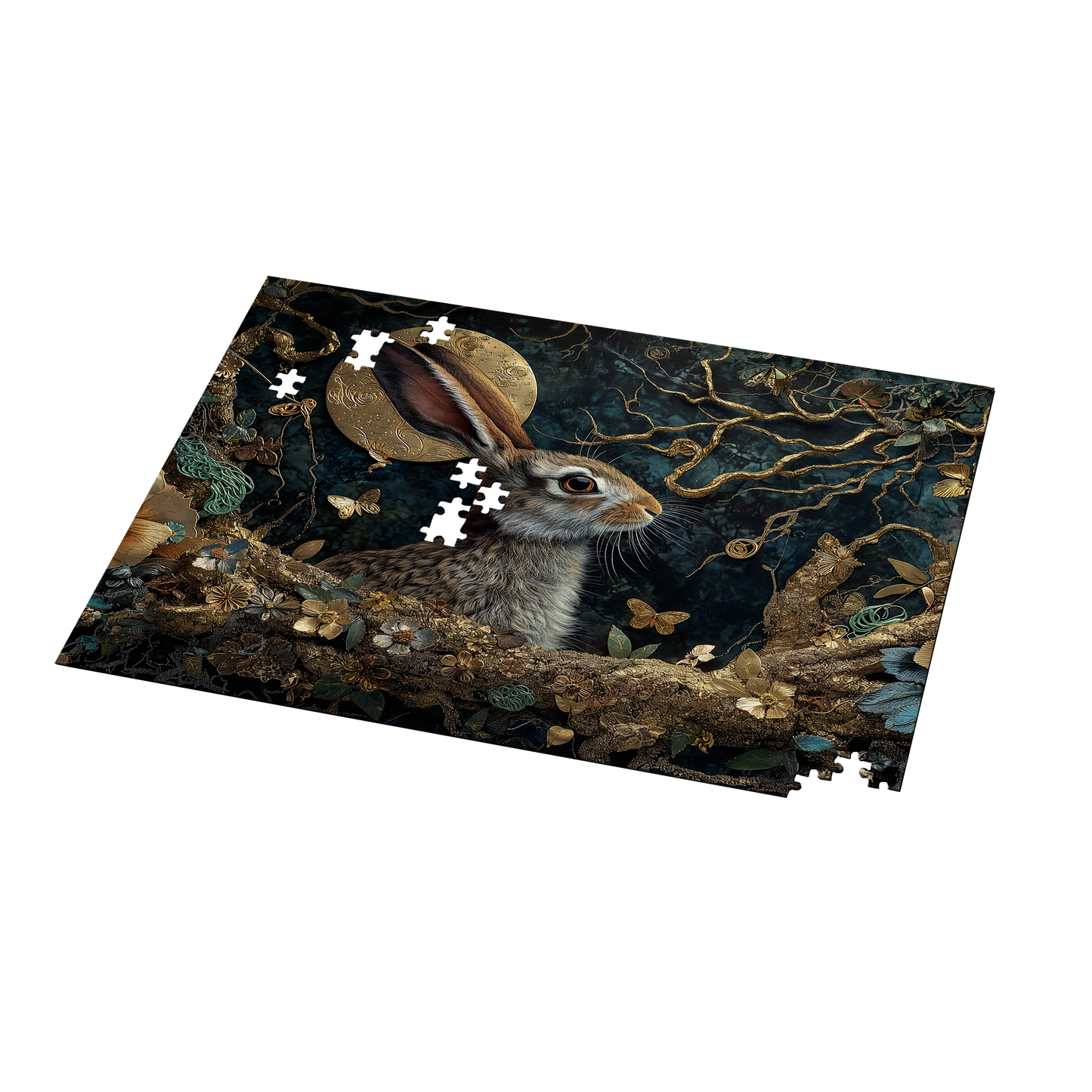 Midnight Moonlight - Premium Jigsaw Puzzle - Ornate, Elegant, Lunar, Rabbit - Multiple Sizes Available
