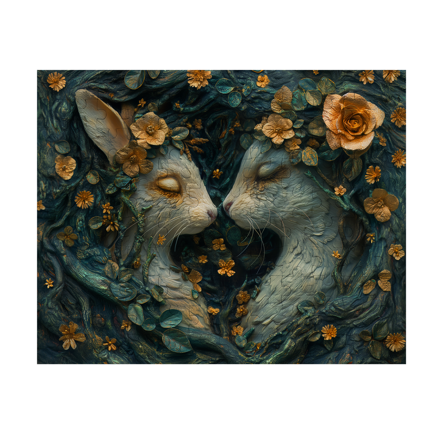 Reunited - Premium Jigsaw Puzzle - Ornate, Elegant, Rabbits, Twilight - Multiple Sizes Available