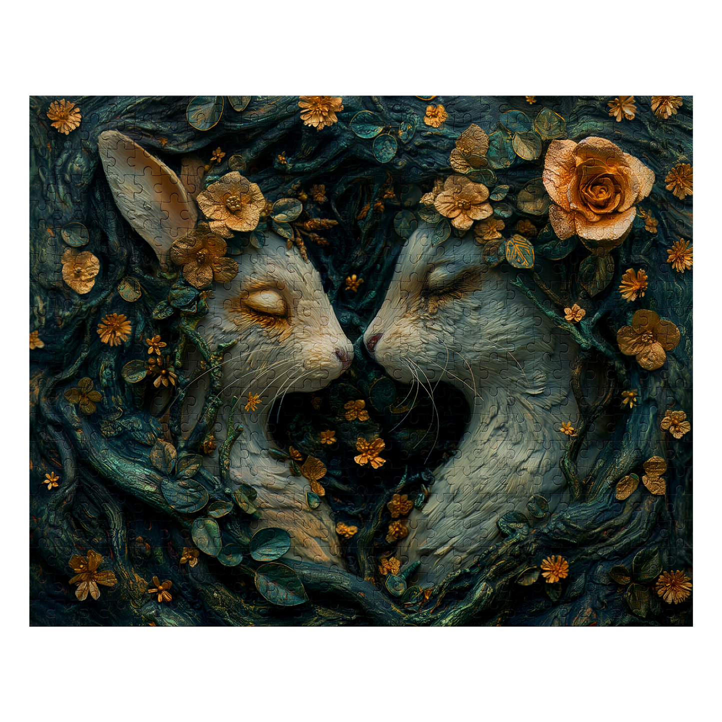 Reunited - Premium Jigsaw Puzzle - Ornate, Elegant, Rabbits, Twilight - Multiple Sizes Available