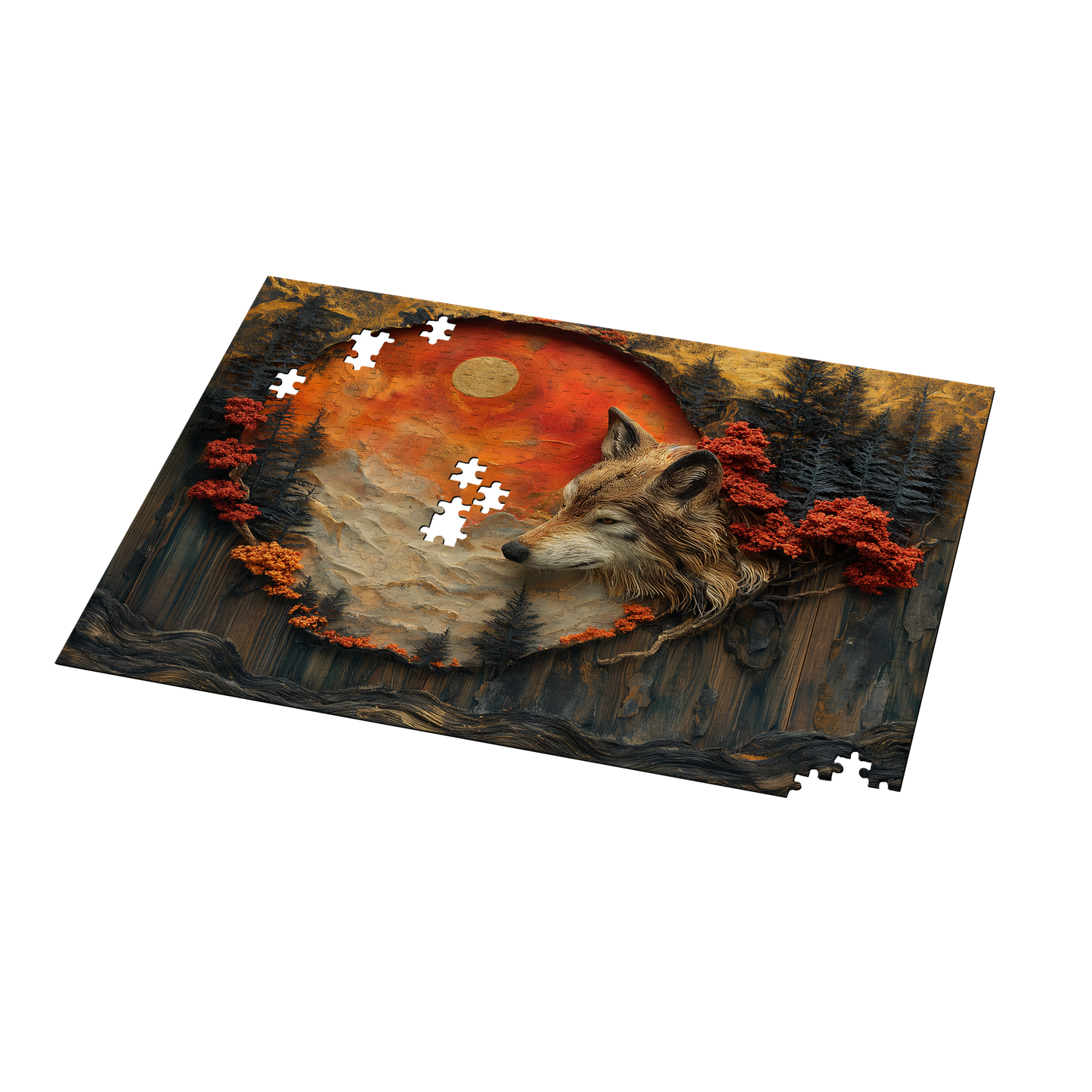 Red Wolf - Premium Jigsaw Puzzle - Majestic, Primal, - Multiple Sizes Available