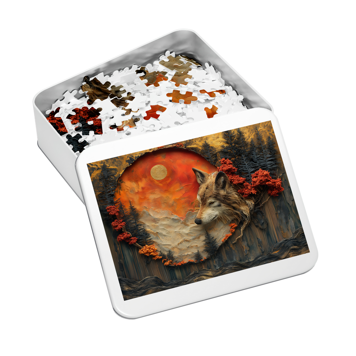 Red Wolf - Premium Jigsaw Puzzle - Majestic, Primal, - Multiple Sizes Available