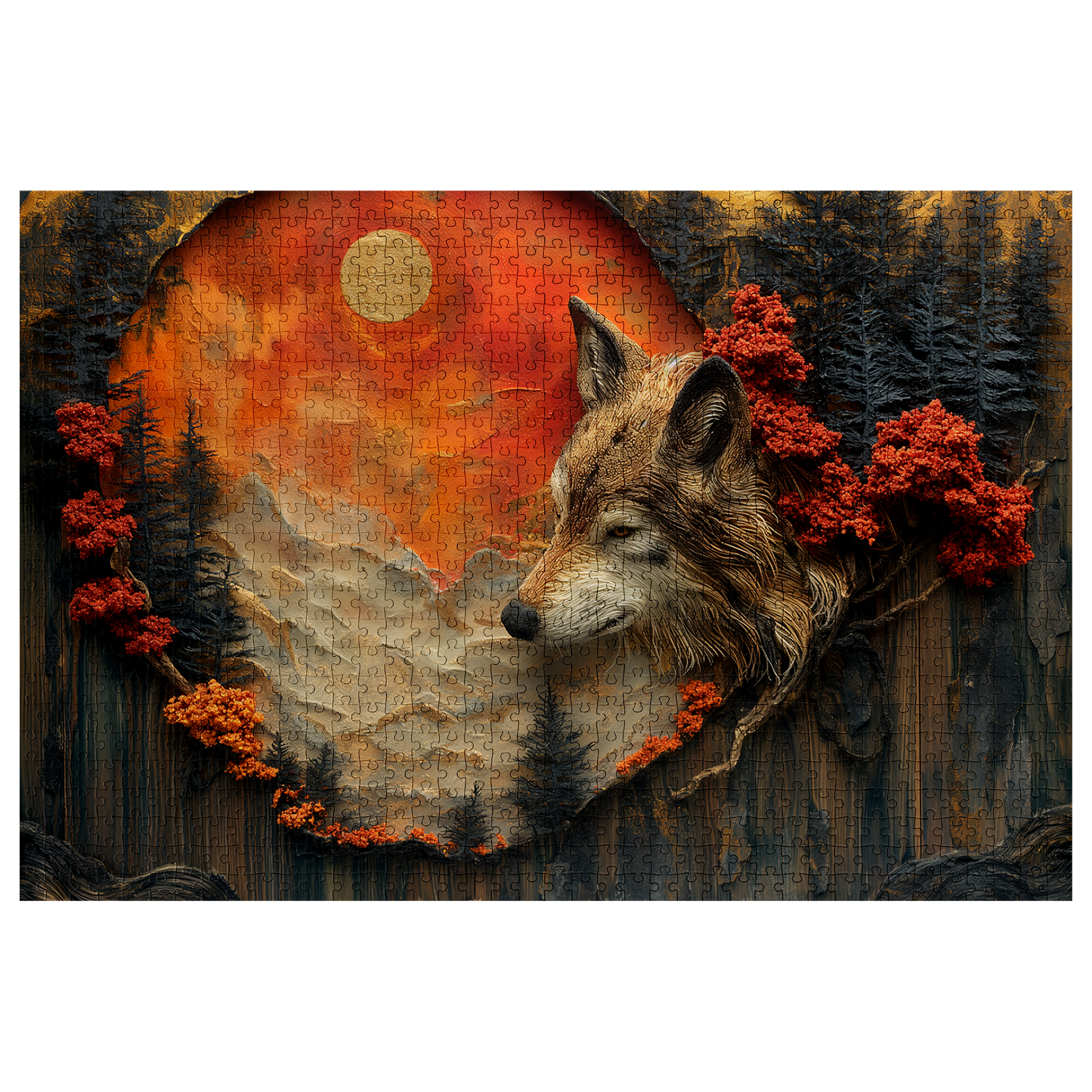Red Wolf - Premium Jigsaw Puzzle - Majestic, Primal, - Multiple Sizes Available