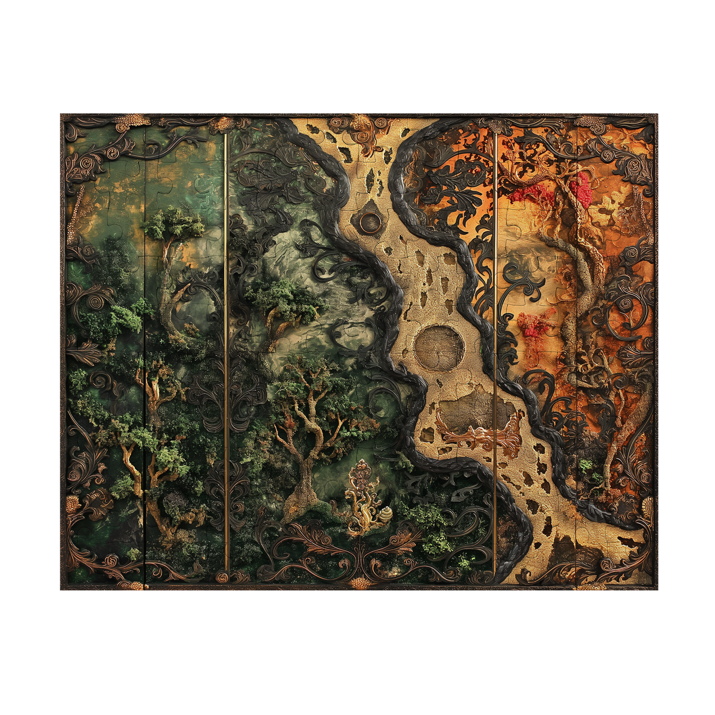 Natures Frame 08 - Premium Jigsaw Puzzle, Antique, Carving - Multiple Sizes Available