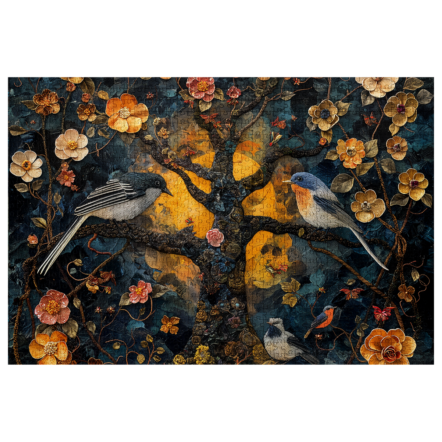 Petals and Plumage 03 - Premium Jigsaw Puzzle, Ornate, Fantasy - Multiple Sizes Available