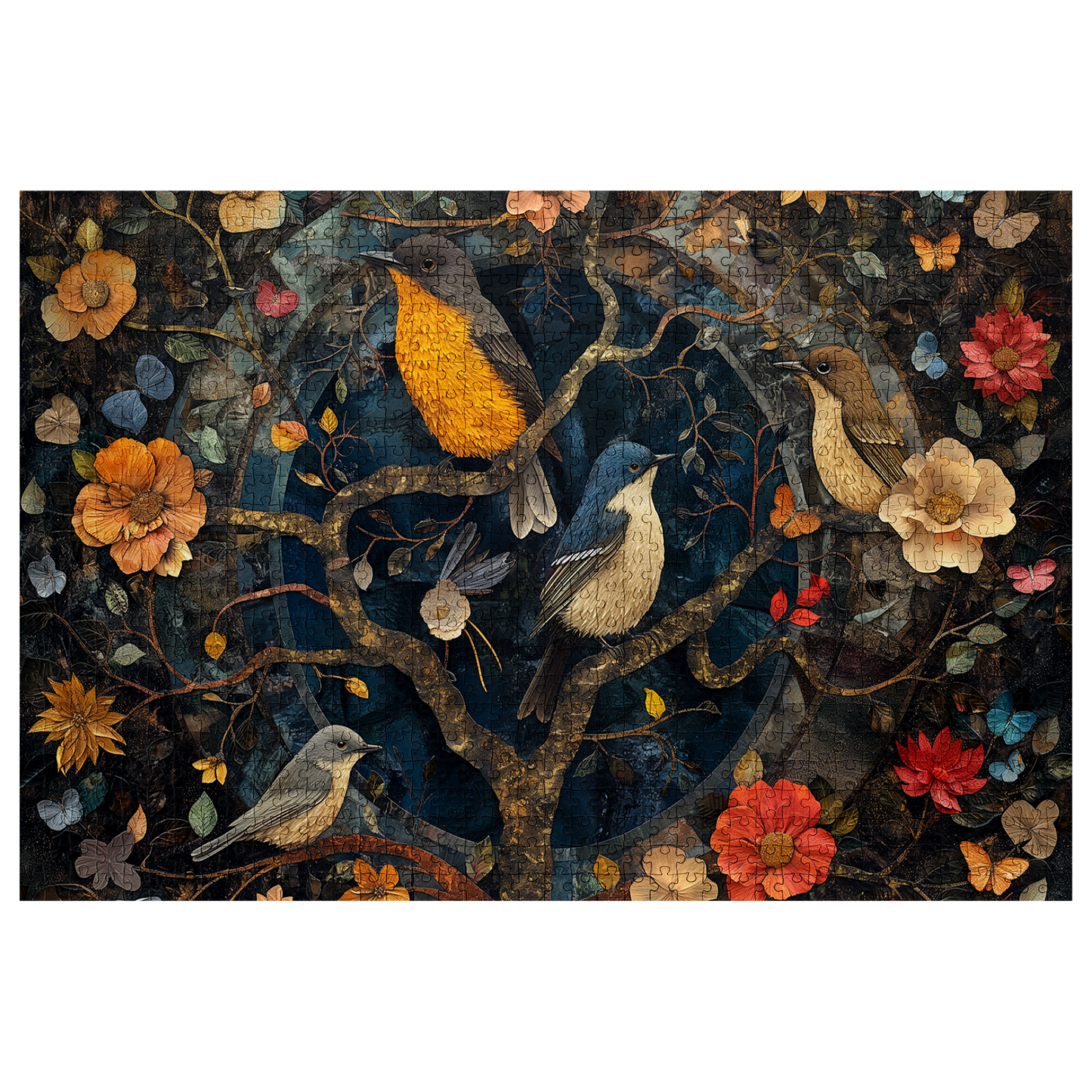 Petals and Plumage 04 - Premium Jigsaw Puzzle, Ornate, Fantasy - Multiple Sizes Available