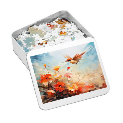 Hummingbird - Premium Jigsaw Puzzle - Delicate, Colorful, Floral, Vibrant - Multiple Sizes Available