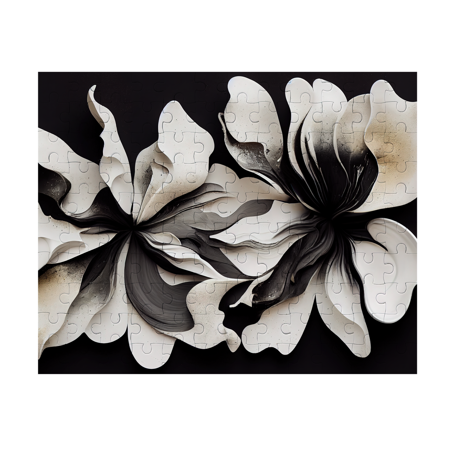 Overlapping - Premium Jigsaw Puzzle - Dark, Modern, Floral, Decore - Multiple Sizes Available