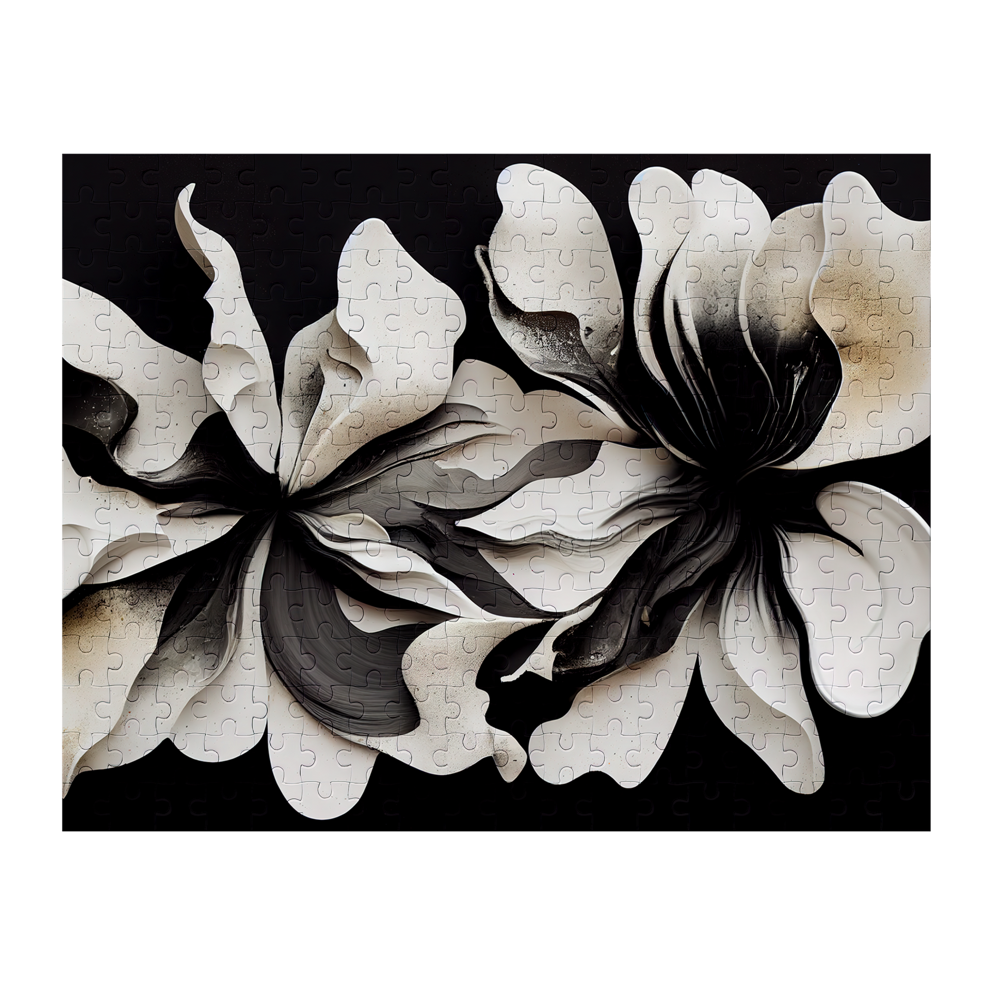 Overlapping - Premium Jigsaw Puzzle - Dark, Modern, Floral, Decore - Multiple Sizes Available