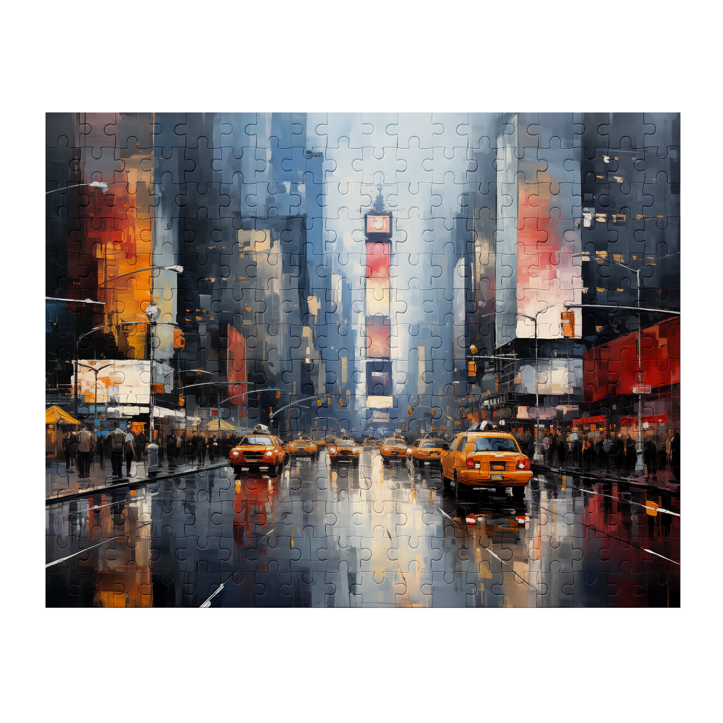 Downtown - Premium Jigsaw Puzzle - Urban, Dynamic, Reflections, Traffic - Multiple Sizes Available