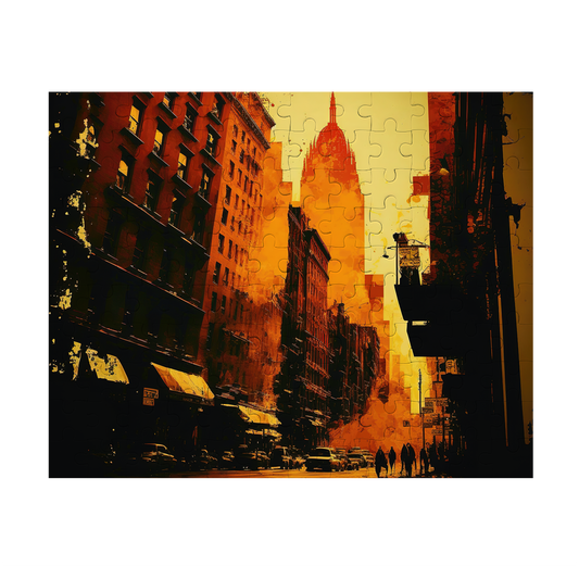 Red Bricks - Premium Jigsaw Puzzle - Urban, Dynamic, Downtown, Sunset - Multiple Sizes Available