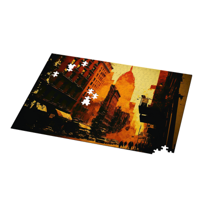 Red Bricks - Premium Jigsaw Puzzle - Urban, Dynamic, Downtown, Sunset - Multiple Sizes Available