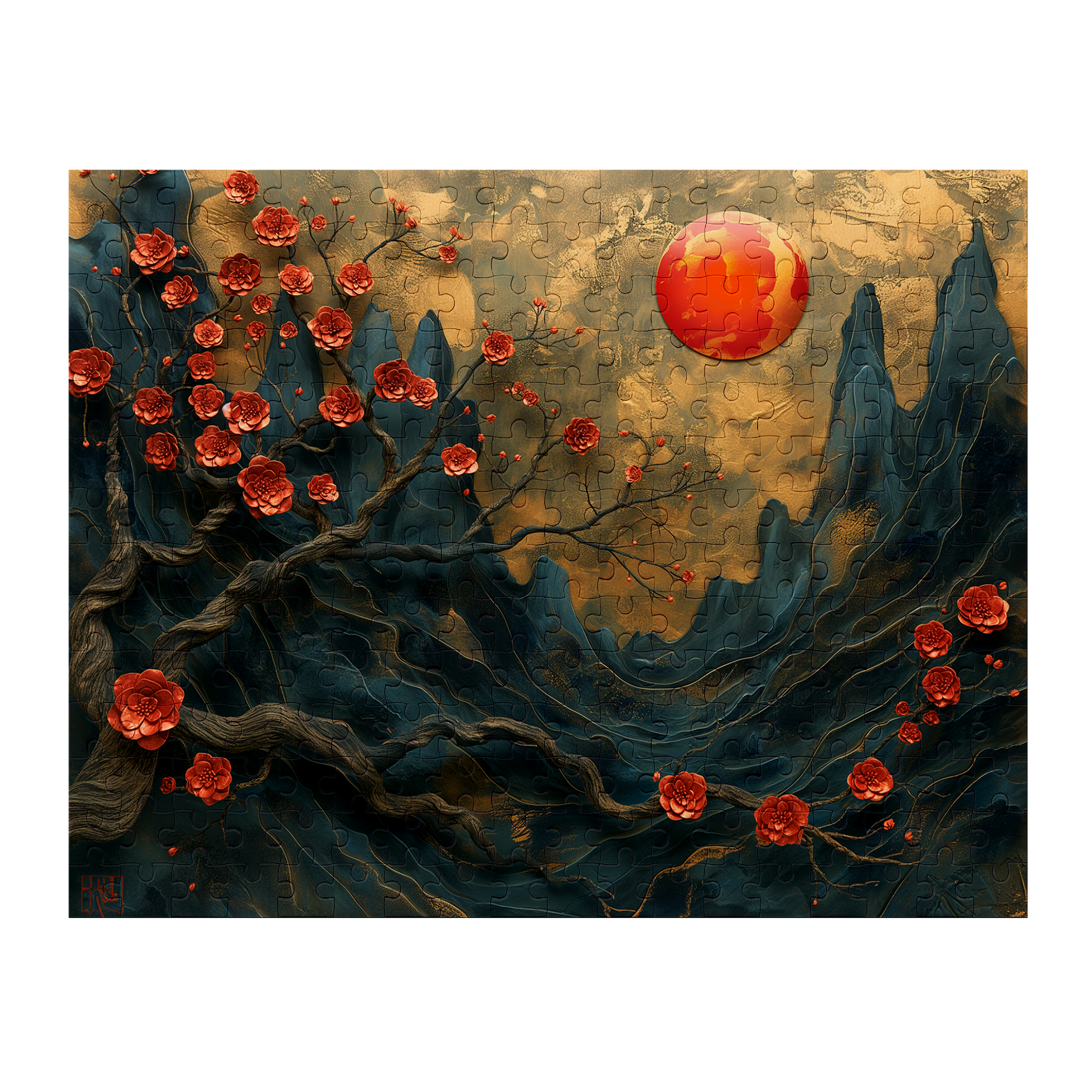 Layer Blossom Canyon - Premium Jigsaw Puzzle, Mythical, Fantasy, Landscape - Multiple Sizes Available