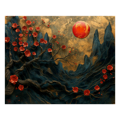 Layer Blossom Canyon - Premium Jigsaw Puzzle, Mythical, Fantasy, Landscape - Multiple Sizes Available