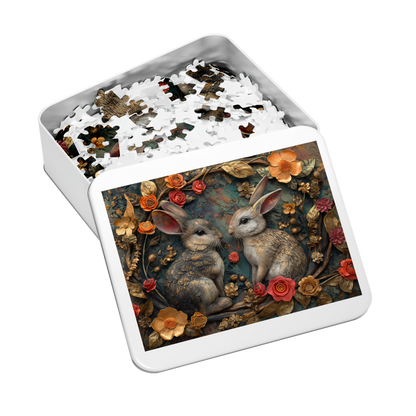 Briar Warren - Premium Jigsaw Puzzle - Ornate, Elegant, Rabbit Pair - Multiple Sizes Available