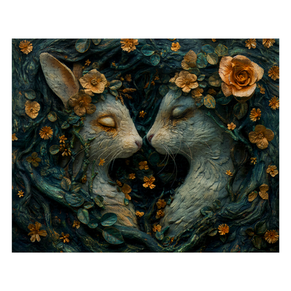 Reunited - Premium Jigsaw Puzzle - Ornate, Elegant, Rabbits, Twilight - Multiple Sizes Available