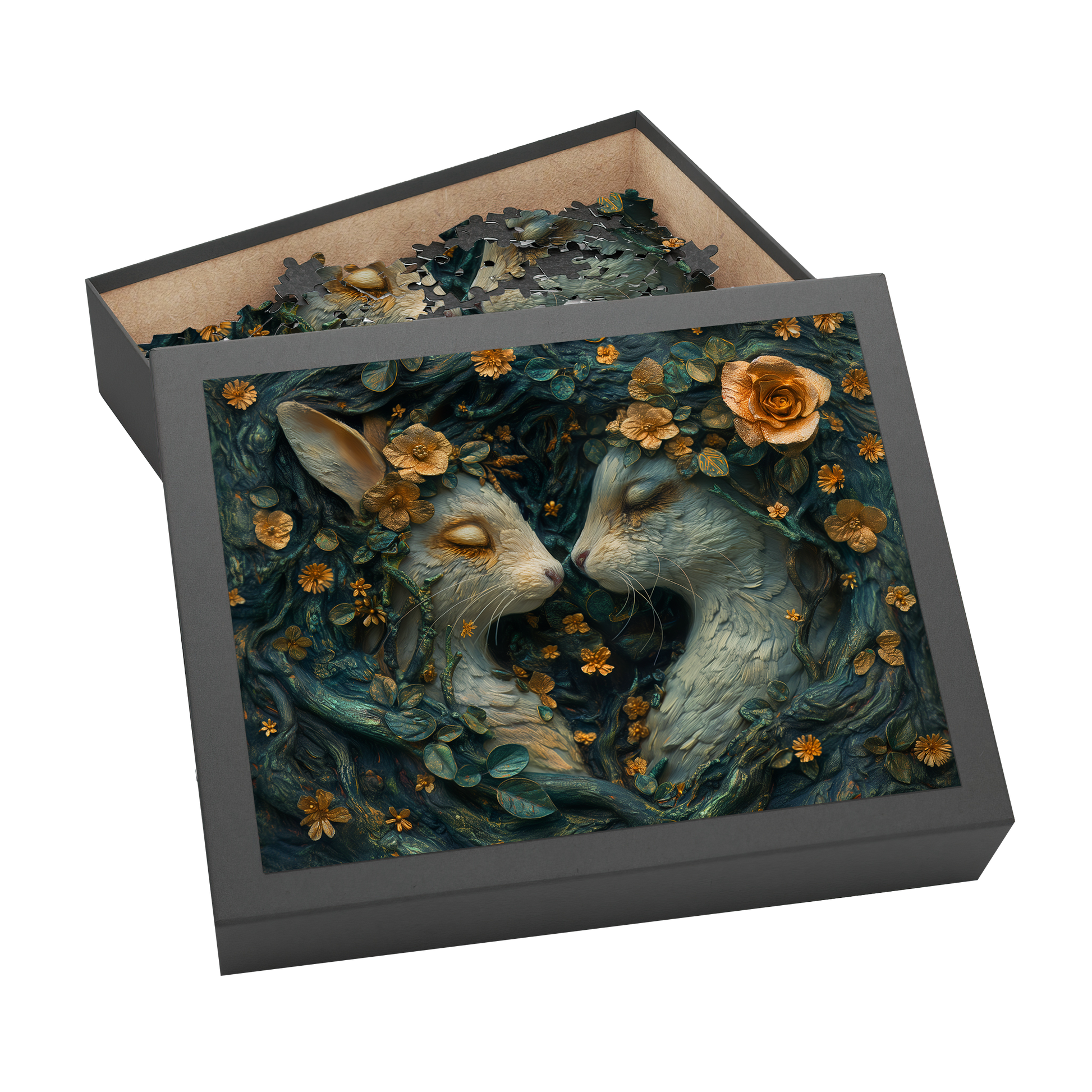 Reunited - Premium Jigsaw Puzzle - Ornate, Elegant, Rabbits, Twilight - Multiple Sizes Available