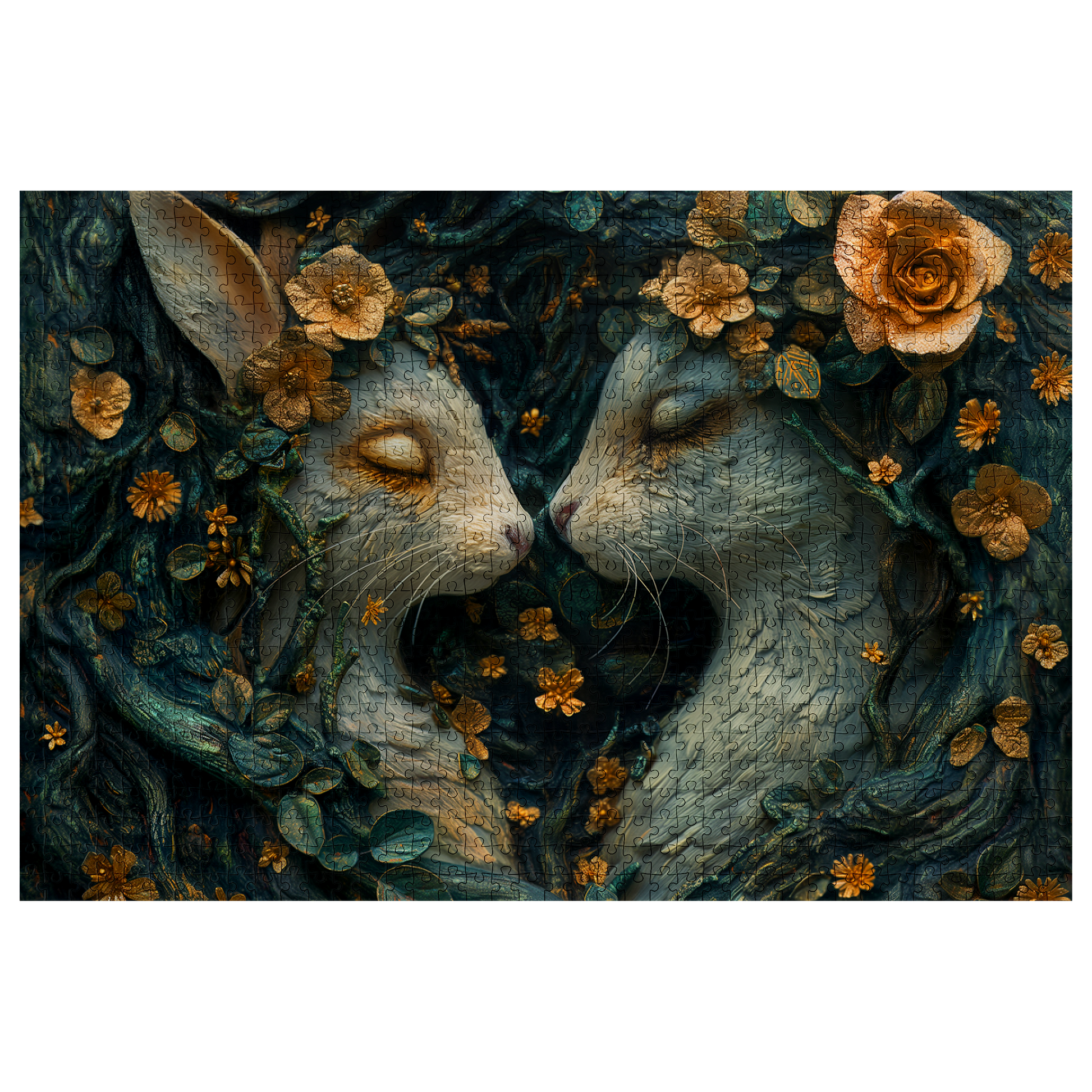 Reunited - Premium Jigsaw Puzzle - Ornate, Elegant, Rabbits, Twilight - Multiple Sizes Available