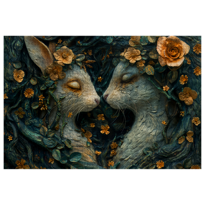 Reunited - Premium Jigsaw Puzzle - Ornate, Elegant, Rabbits, Twilight - Multiple Sizes Available