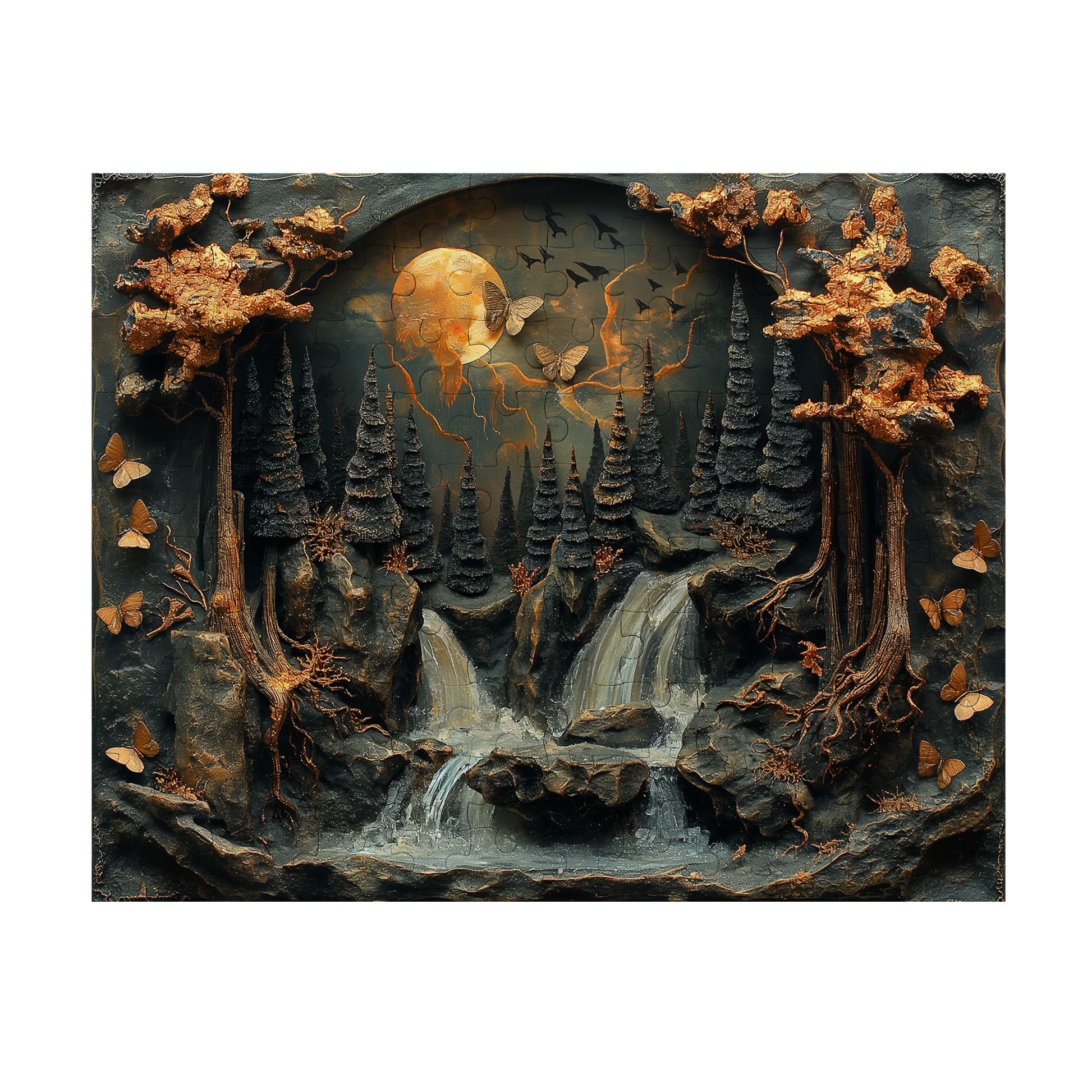Cascade - Premium Jigsaw Puzzle - Ornate, Fantasy, Carving, Waterfall - Multiple Sizes Available