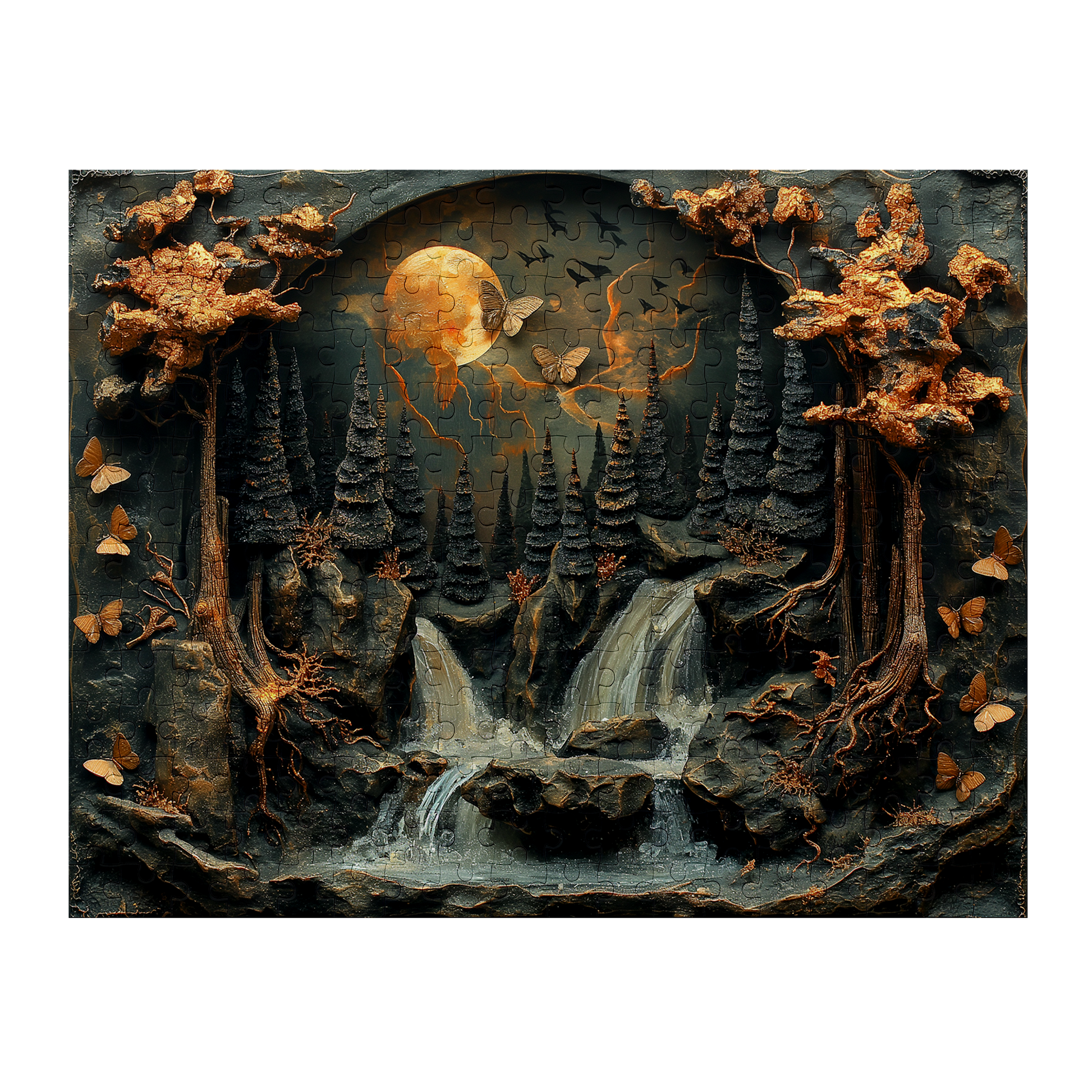 Cascade - Premium Jigsaw Puzzle - Ornate, Fantasy, Carving, Waterfall - Multiple Sizes Available