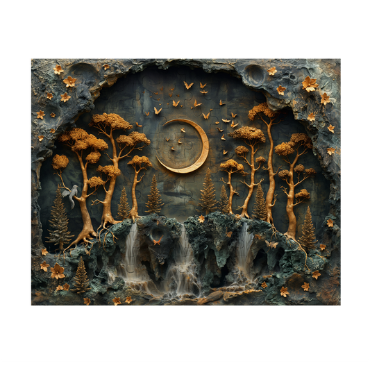 Moon Hill - Premium Jigsaw Puzzle - Ornate, Fantasy, Lunar, Mossy - Multiple Sizes Available
