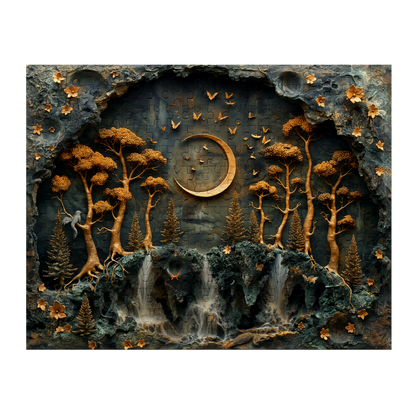 Moon Hill - Premium Jigsaw Puzzle - Ornate, Fantasy, Lunar, Mossy - Multiple Sizes Available