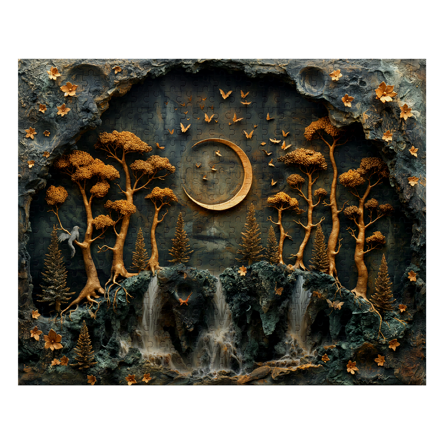 Moon Hill - Premium Jigsaw Puzzle - Ornate, Fantasy, Lunar, Mossy - Multiple Sizes Available