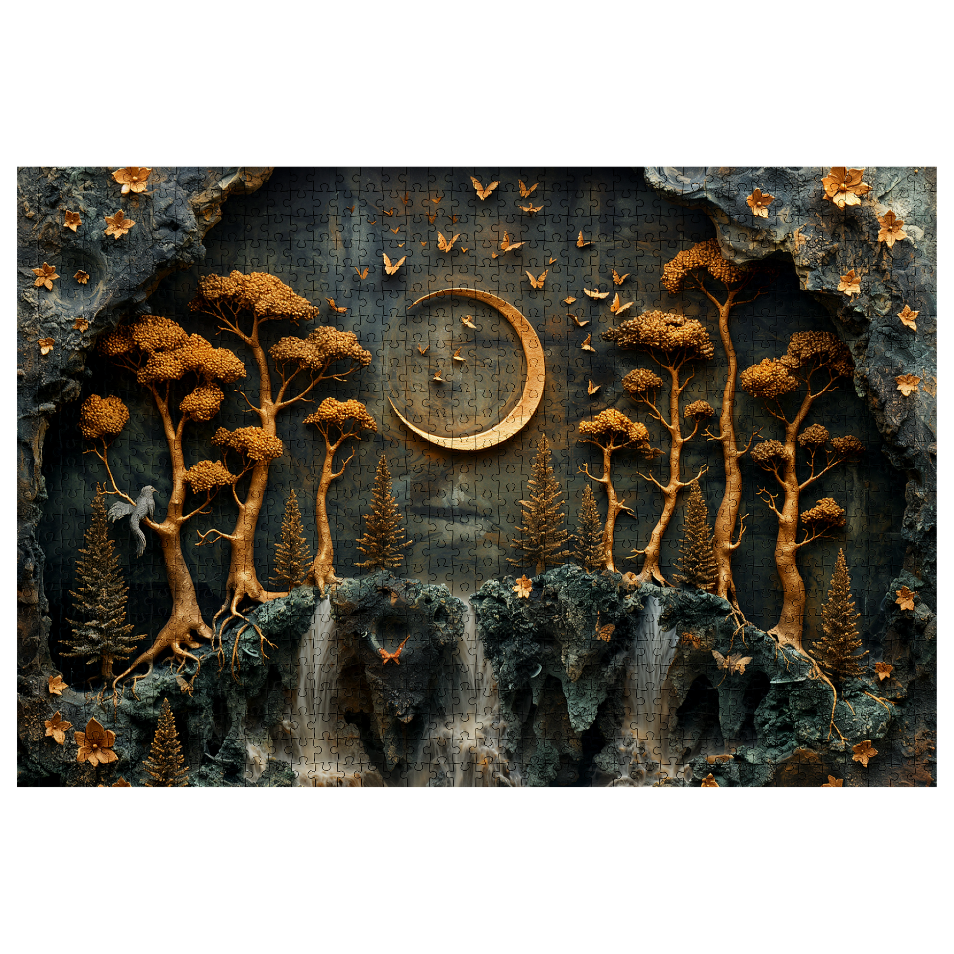 Moon Hill - Premium Jigsaw Puzzle - Ornate, Fantasy, Lunar, Mossy - Multiple Sizes Available