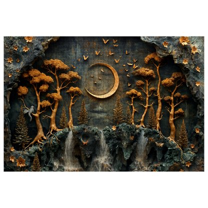 Moon Hill - Premium Jigsaw Puzzle - Ornate, Fantasy, Lunar, Mossy - Multiple Sizes Available