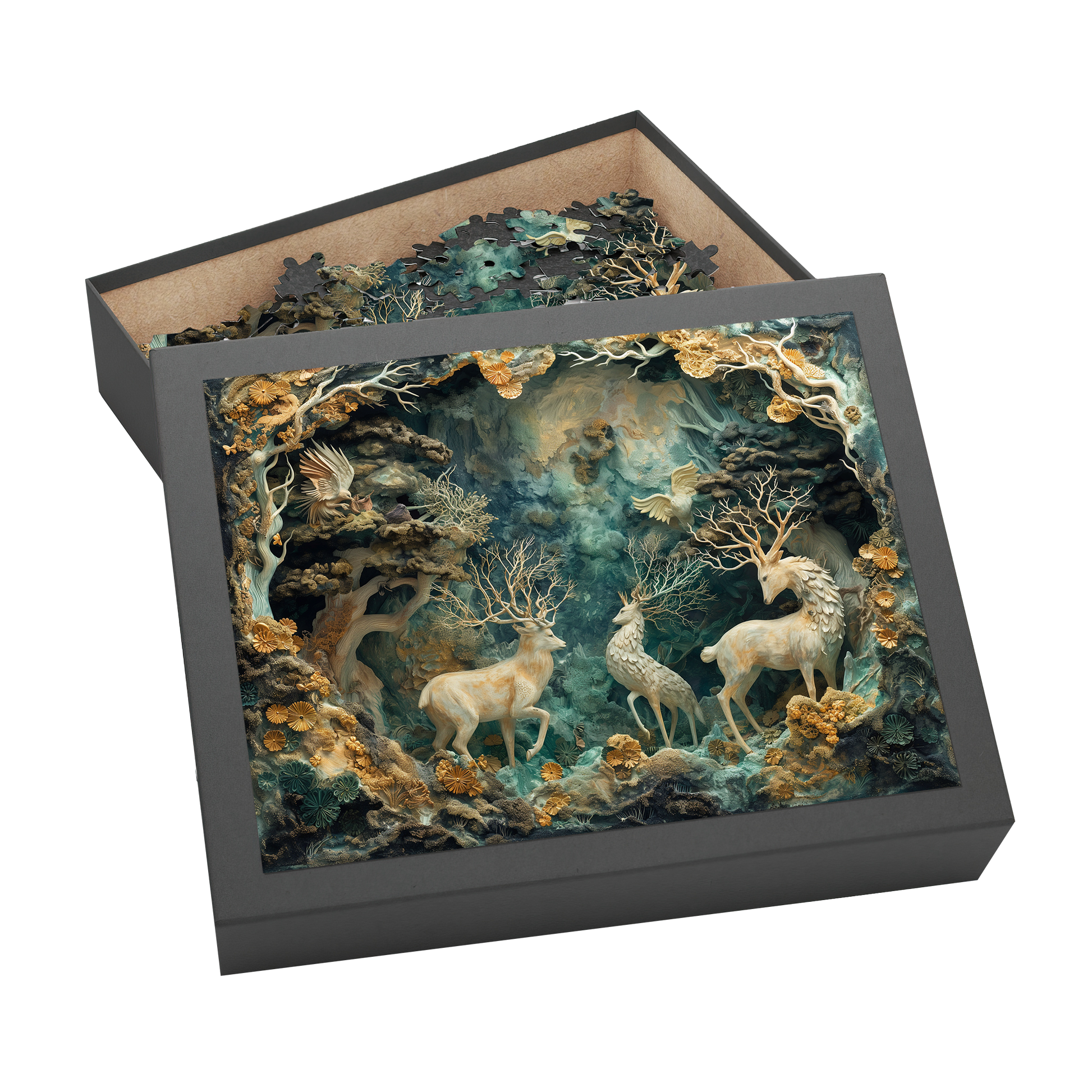 Hart of the Forest - Premium Jigsaw Puzzle - Veradnt, Majestic, Family - Multiple Sizes Available