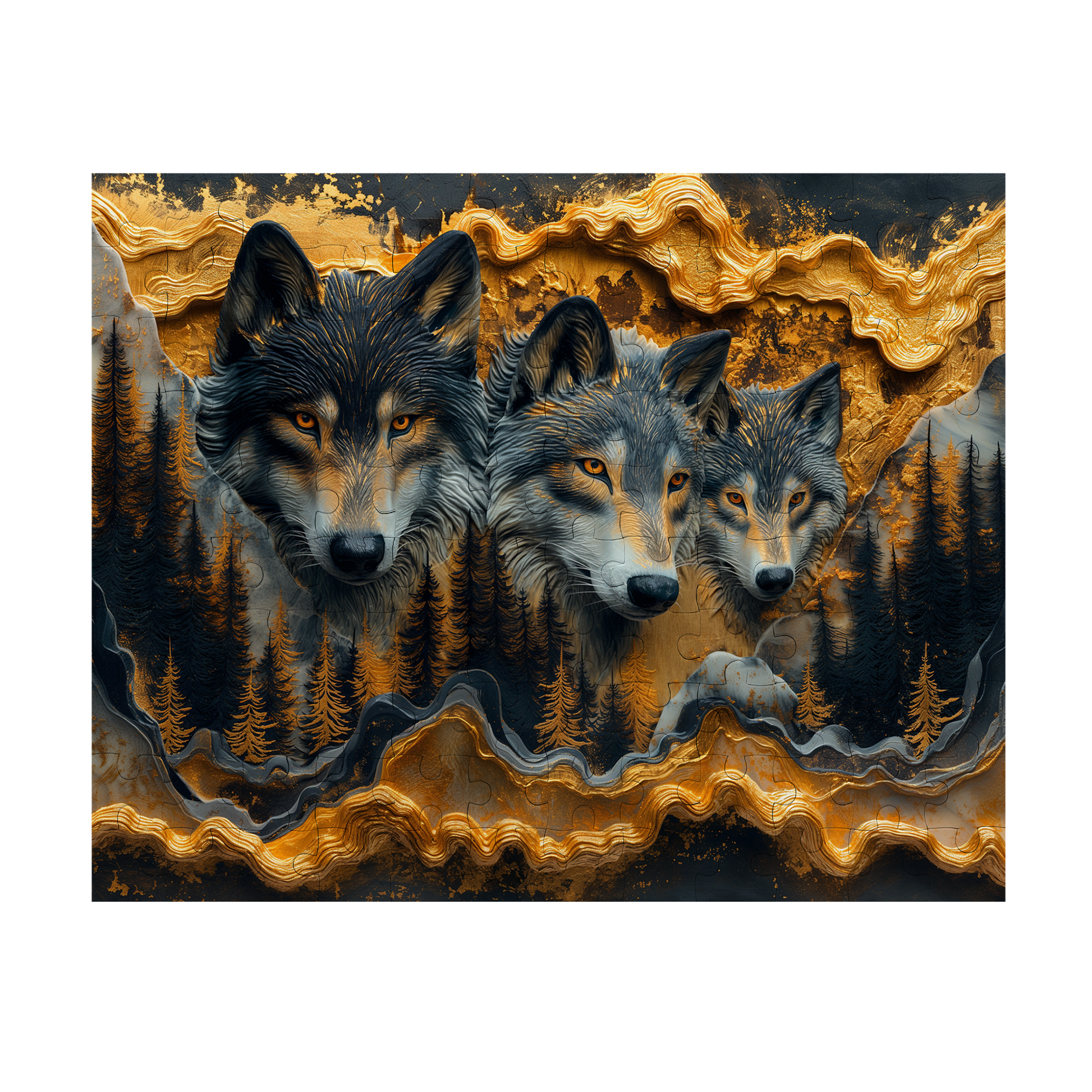 Territory - Premium Jigsaw Puzzle - Majestic, Primal, Wolves, Gilded - Multiple Sizes Available