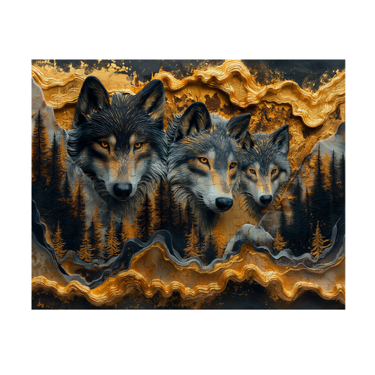 Territory - Premium Jigsaw Puzzle - Majestic, Primal, Wolves, Gilded - Multiple Sizes Available