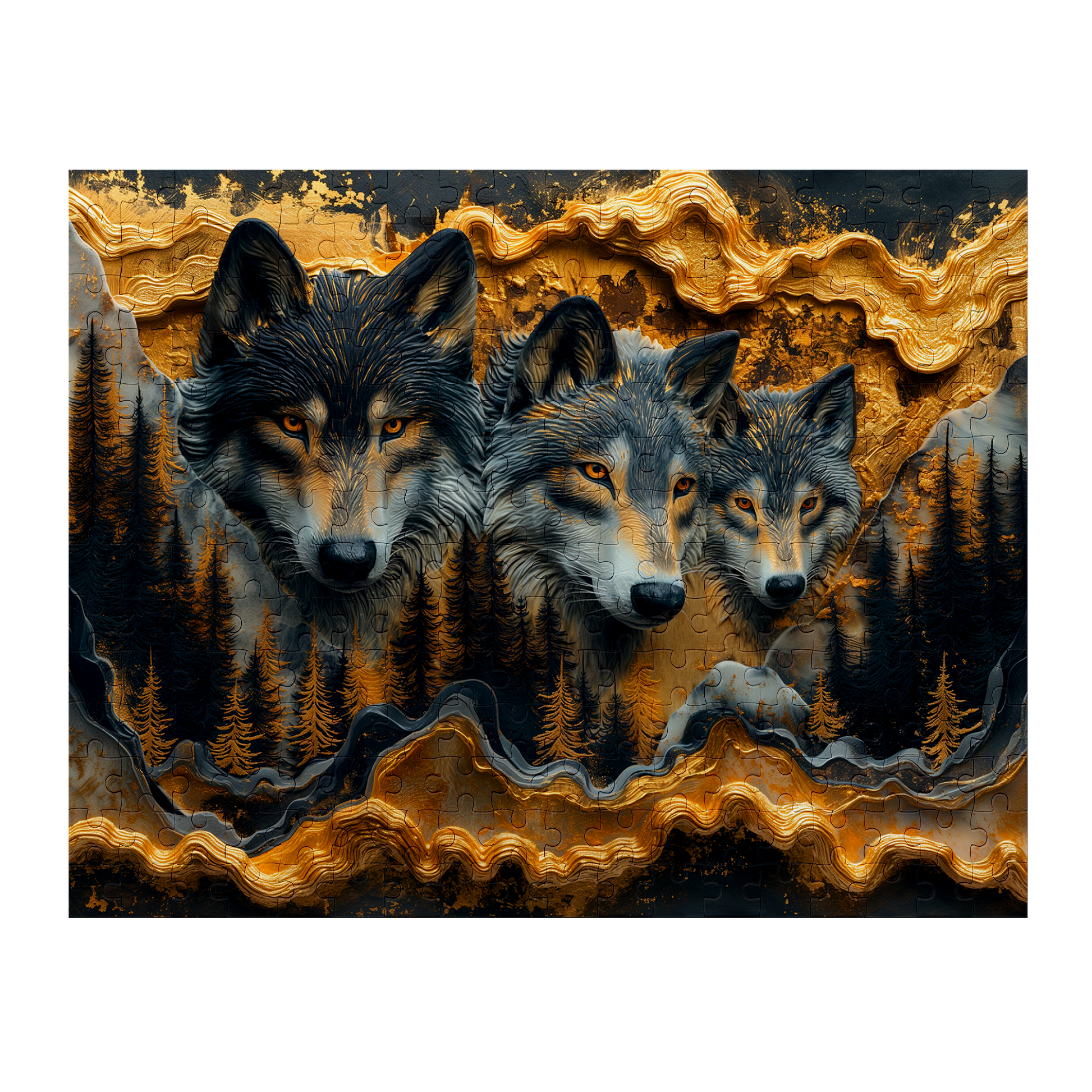 Territory - Premium Jigsaw Puzzle - Majestic, Primal, Wolves, Gilded - Multiple Sizes Available