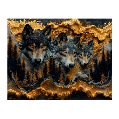 Territory - Premium Jigsaw Puzzle - Majestic, Primal, Wolves, Gilded - Multiple Sizes Available