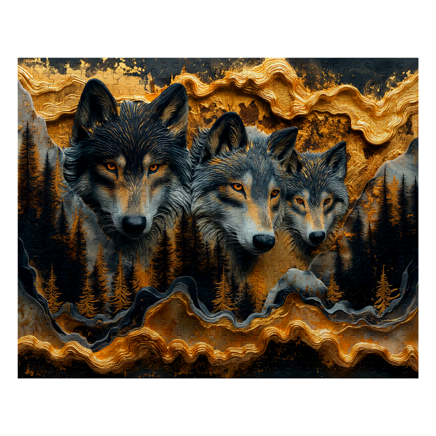 Territory - Premium Jigsaw Puzzle - Majestic, Primal, Wolves, Gilded - Multiple Sizes Available