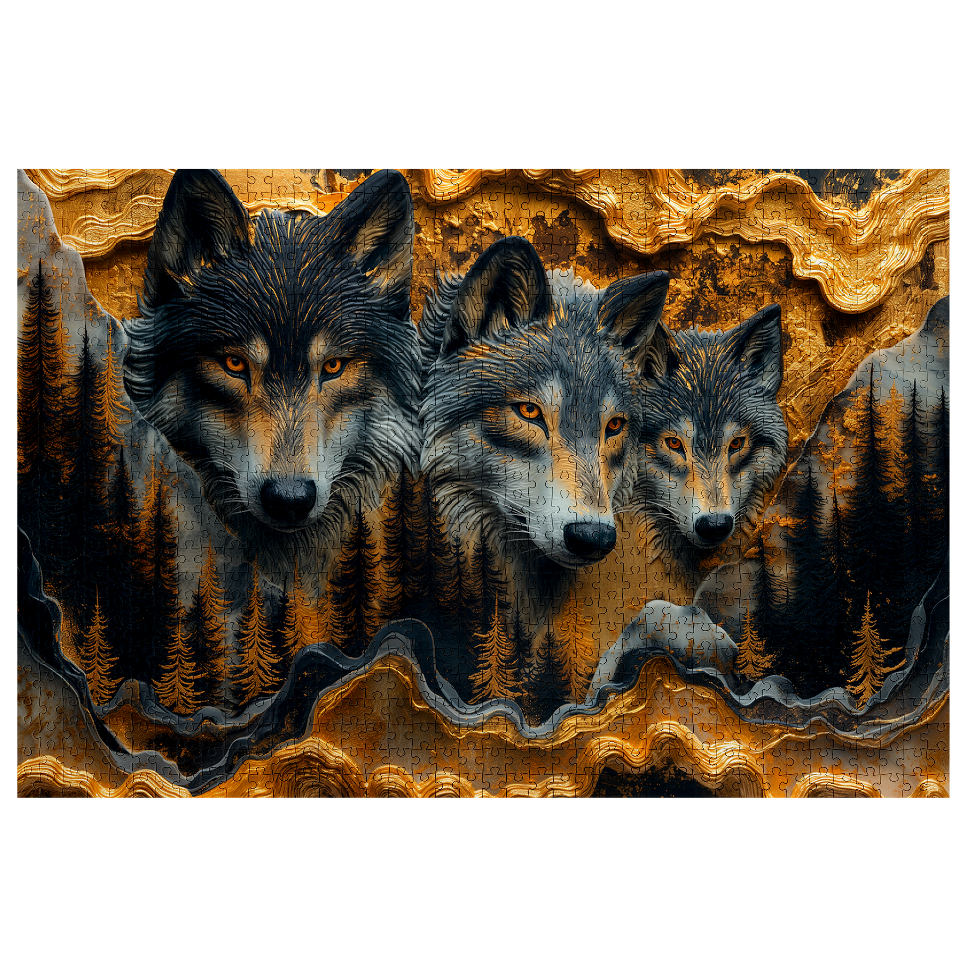 Territory - Premium Jigsaw Puzzle - Majestic, Primal, Wolves, Gilded - Multiple Sizes Available