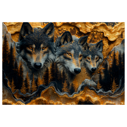 Territory - Premium Jigsaw Puzzle - Majestic, Primal, Wolves, Gilded - Multiple Sizes Available
