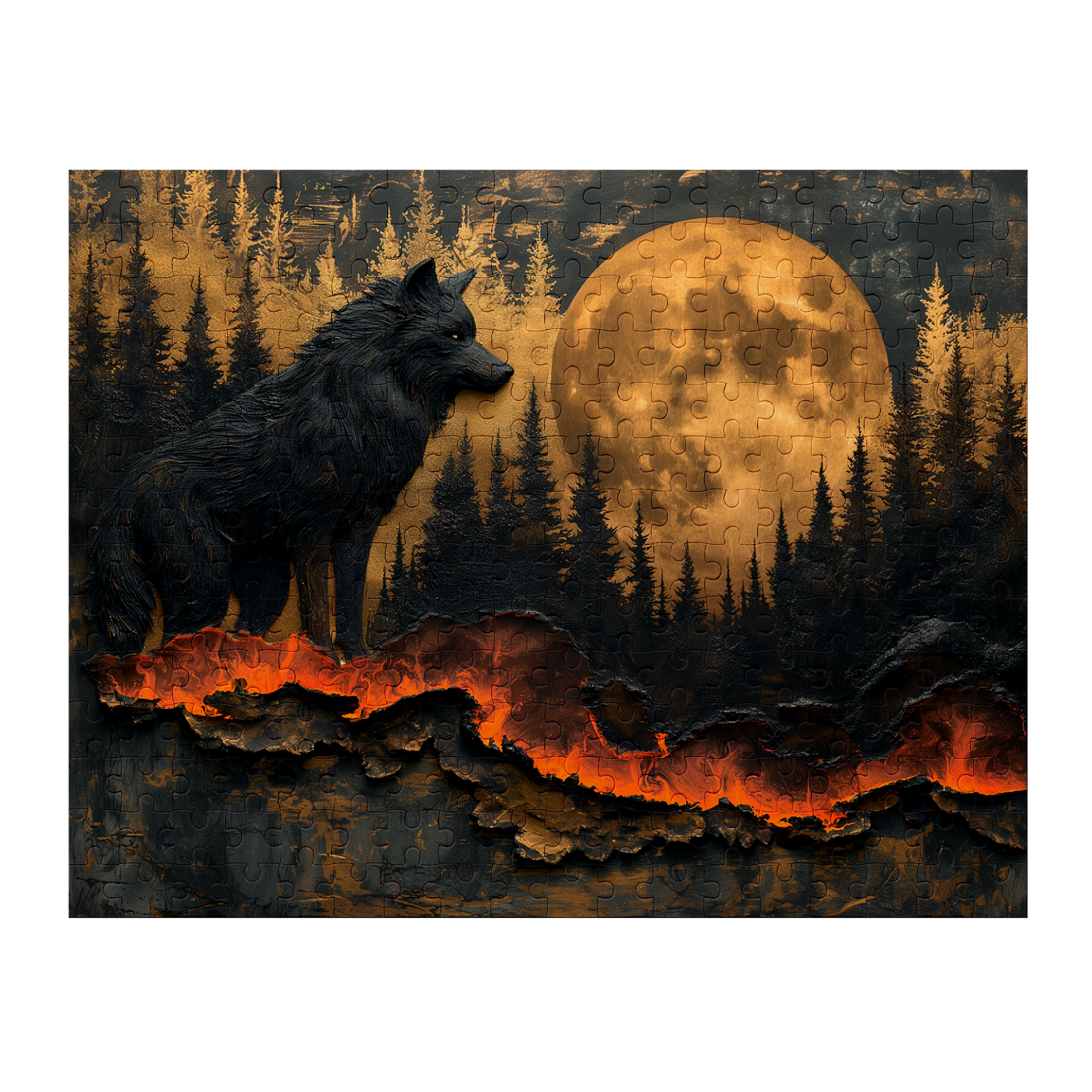 On the Hunt - Premium Jigsaw Puzzle - Majestic, Primal, Wolf, Lunar - Multiple Sizes Available