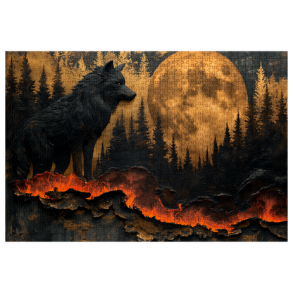 On the Hunt - Premium Jigsaw Puzzle - Majestic, Primal, Wolf, Lunar - Multiple Sizes Available