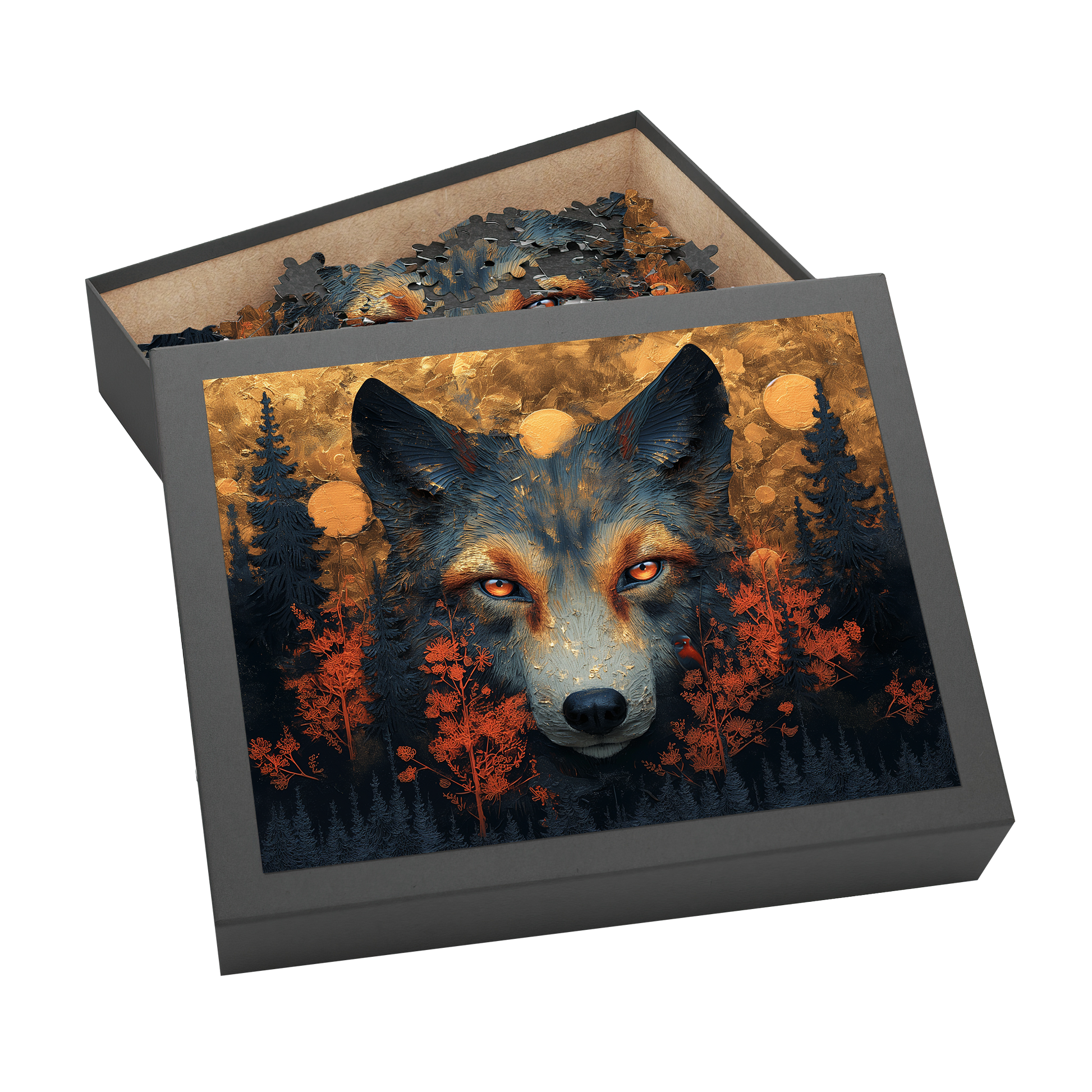 Three Moon Wolf - Premium Jigsaw Puzzle - Majestic, Primal, Lunar - Multiple Sizes Available