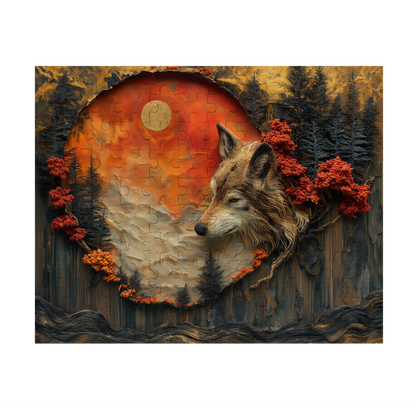 Red Wolf - Premium Jigsaw Puzzle - Majestic, Primal, - Multiple Sizes Available