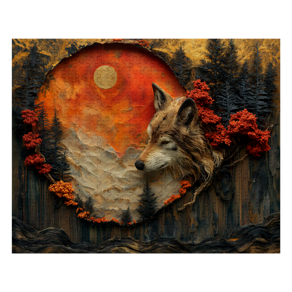 Red Wolf - Premium Jigsaw Puzzle - Majestic, Primal, - Multiple Sizes Available