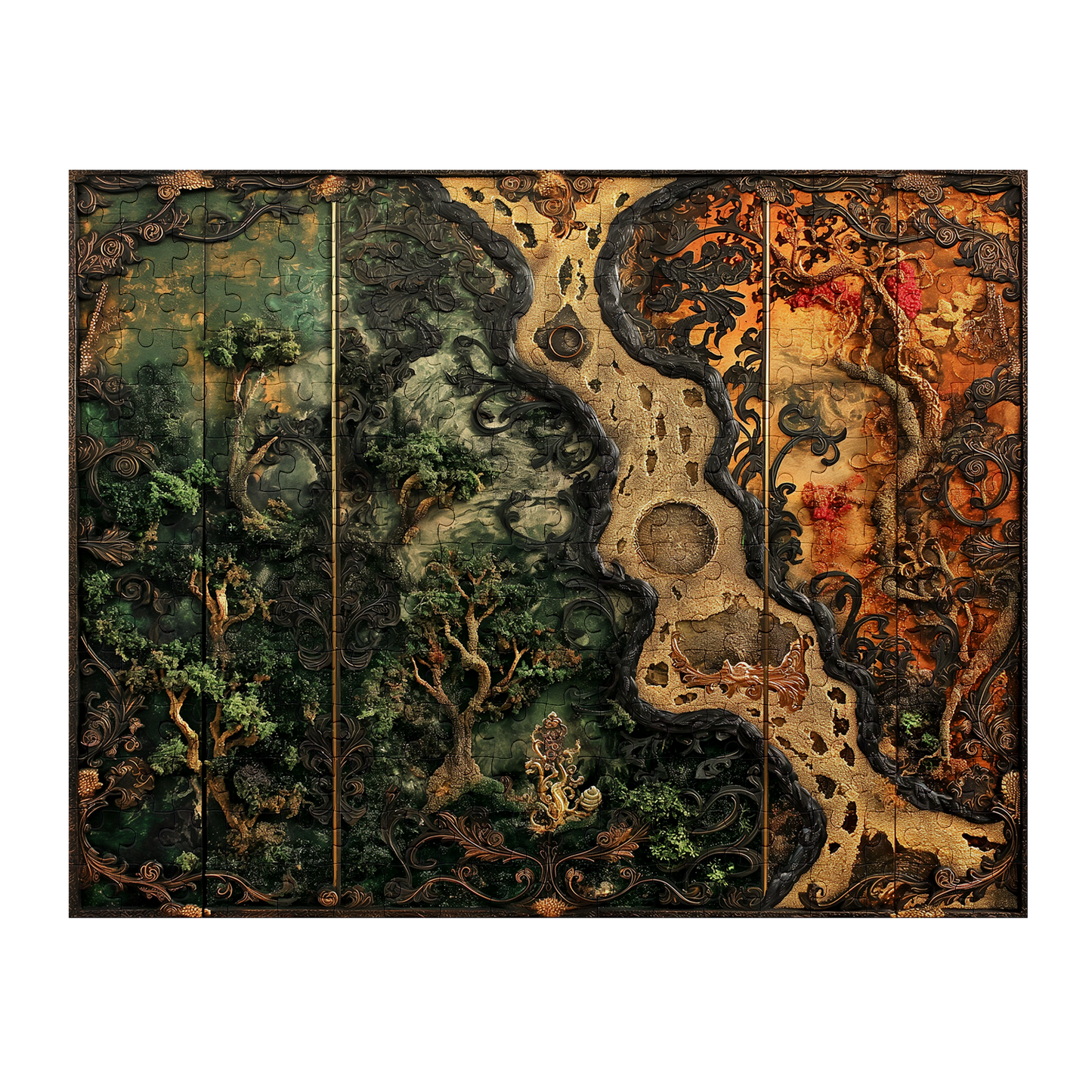 Natures Frame 08 - Premium Jigsaw Puzzle, Antique, Carving - Multiple Sizes Available